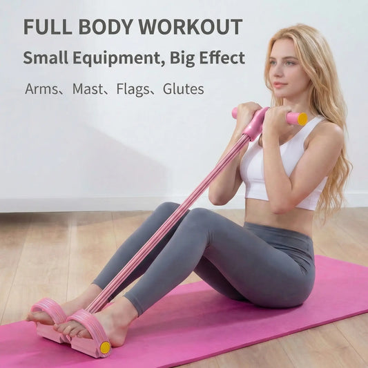 6-Tube Elastic Resistance Trainer with Foot Pedals – Portable, Stretchable & Simple to Use